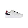 Sneakers blanches en cuir tommy hilfiger bianco avec lacets noirs et accents bleu marine et bordeaux au talon