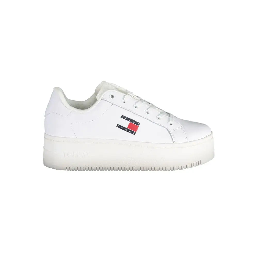 Sneaker blanche en cuir tommy hilfiger bianco pour femme avec logo classique tommy jeans sur le côté