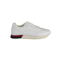 Sneaker pour femmes tommy hilfiger bianco pelle blanc avec talon rouge et noir brillant vue arrière