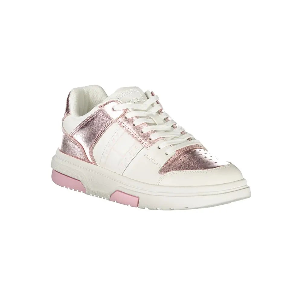 Sneaker femme tommy hilfiger bianco en métal blanc et or rose avec semelle épaisse en polyuréthane