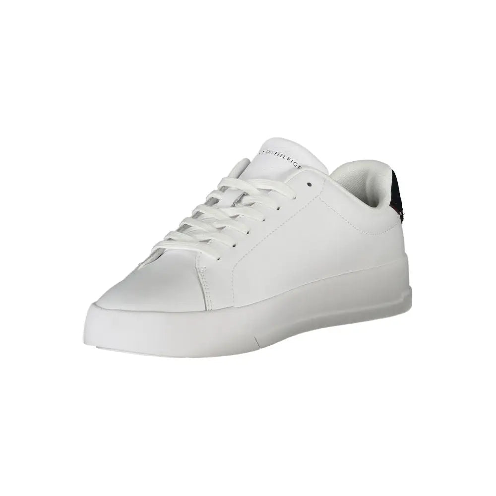 Sneaker homme tommy hilfiger bianco en polyuréthane blanc avec talon et lacets noirs