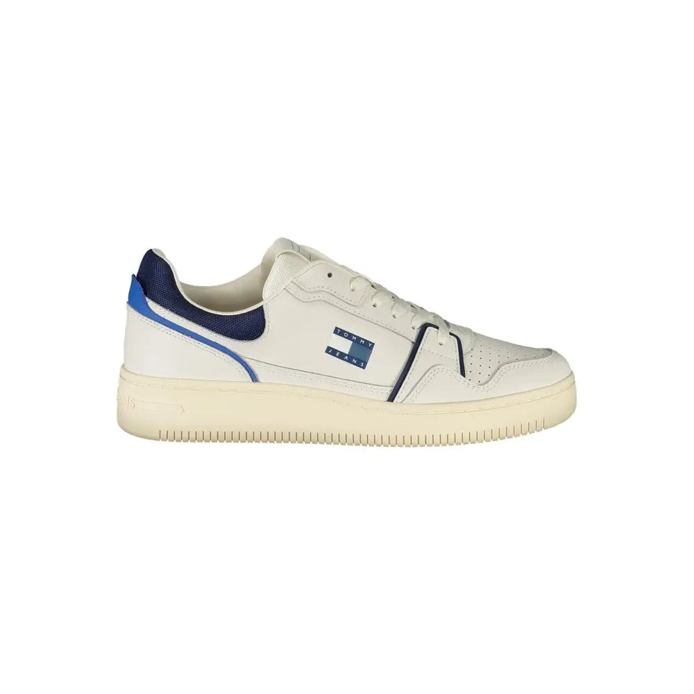 Baskets homme tommy hilfiger bianco en polyuréthane blanc avec accents bleu marine et bleu design bas classique