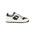 Baskets homme tommy hilfiger bianco en polyuréthane blanc et noir avec panneaux en cuir et logo visible sur le côté