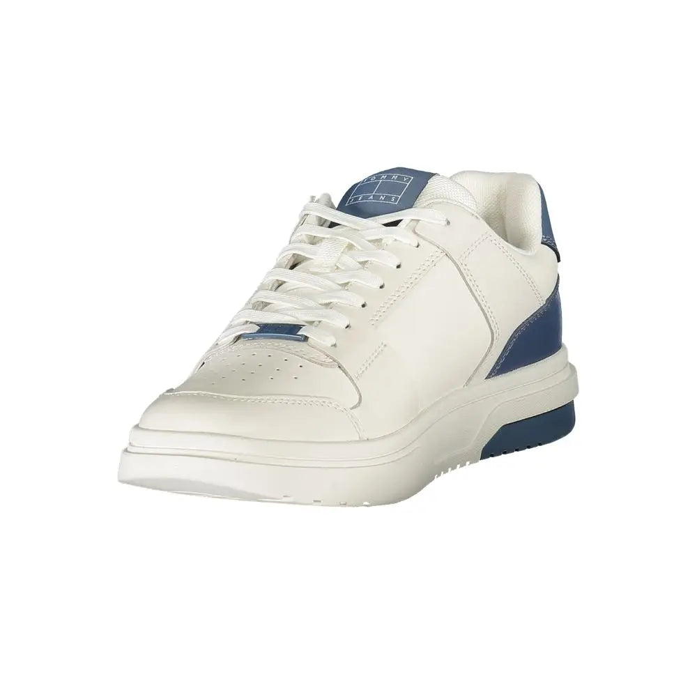 Sneaker tommy hilfiger bianco polyuréthane homme blanc et bleu marine cuir tige semelle en caoutchouc basse