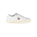 Baskets basses tommy hilfiger bianco en cuir blanc brillant avec semelle en caoutchouc crème pour femme