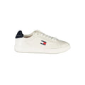 Sneaker femmes tommy hilfiger bianco en polyuréthane blanc avec talon bleu marine et logo drapeau iconique