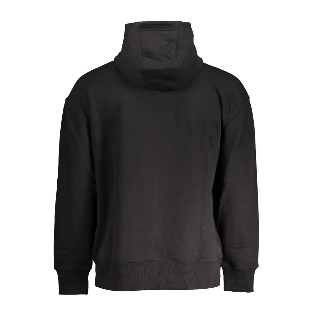 Sweatshirt tommy hilfiger noir en coton pour homme avec capuche et poignets et ourlet côtelés
