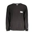 Pull thermique noir tommy hilfiger en coton pour homme avec motif quadrillé subtil et poche poitrine avec étiquette blanche