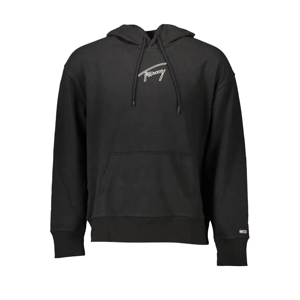 Sweat homme tommy hilfiger noir en coton avec logo brodé blanc et cordons assortis
