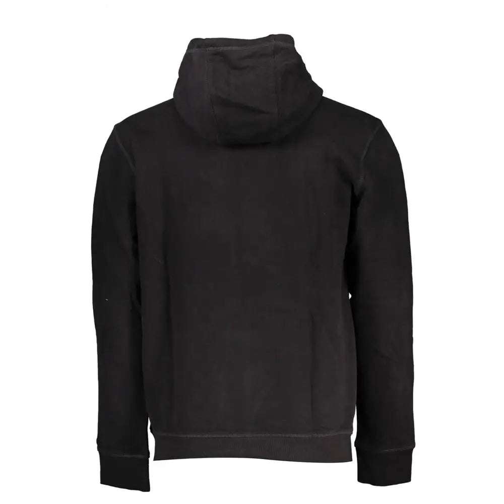 Sweat à capuche noir tommy hilfiger en coton pour homme avec tissu doux texturé et poignets et ourlet côtelés