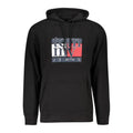 Sweatshirt noir tommy hilfiger pour homme en coton avec logo rectangulaire rouge et blanc sur la poitrine