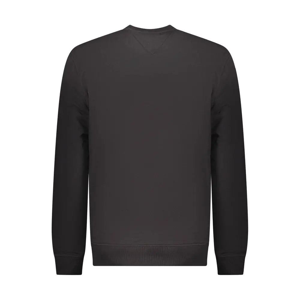 Sweatshirt homme tommy hilfiger en coton noir à col rond avec poignets et ourlet côtelés