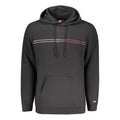 Hoodie coton noir tommy hilfiger pour homme avec logo rayé blanc et rouge sur la poitrine