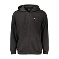 Sweat à capuche zip noir en coton pour homme tommy hilfiger avec petit logo rouge et blanc sur la poitrine