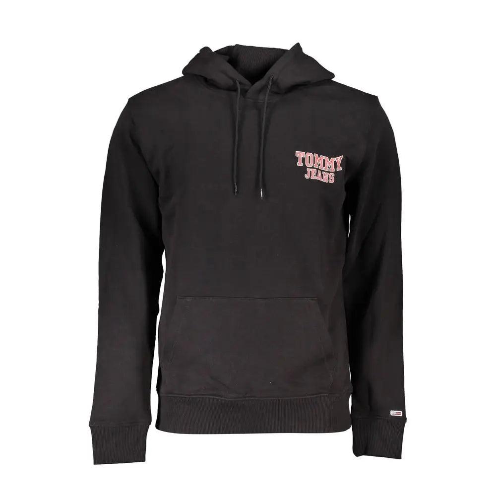 Tommy Hilfiger sweat-shirt noir en coton pour homme avec logo rose brodé sur la poitrine