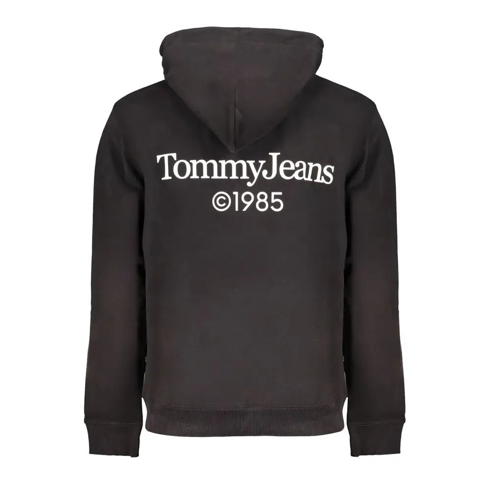 Sweat à capuche noir en coton tommy hilfiger pour homme avec logo blanc tommyjeans 1985 imprimé dans le dos