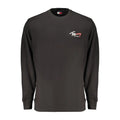 Sweatshirt tommy hilfiger noir en coton pour homme avec logo brodé blanc et rouge sur la poitrine