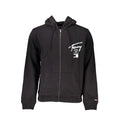 Sweatshirt homme tommy hilfiger noir en coton avec zip logo blanc et noms de villes sur la poitrine