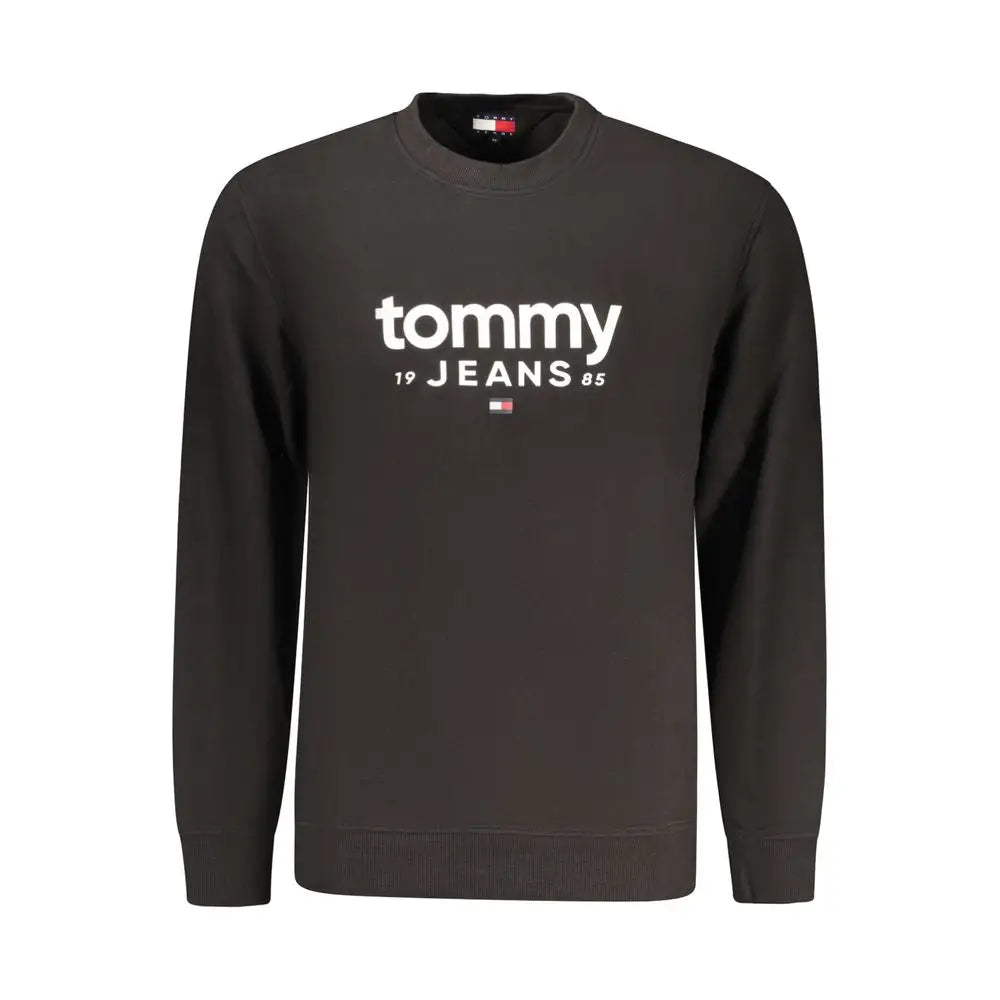 Sweatshirt tommy hilfiger homme noir en coton avec logo blanc tommy 19 jeans 85 et emblème drapeau