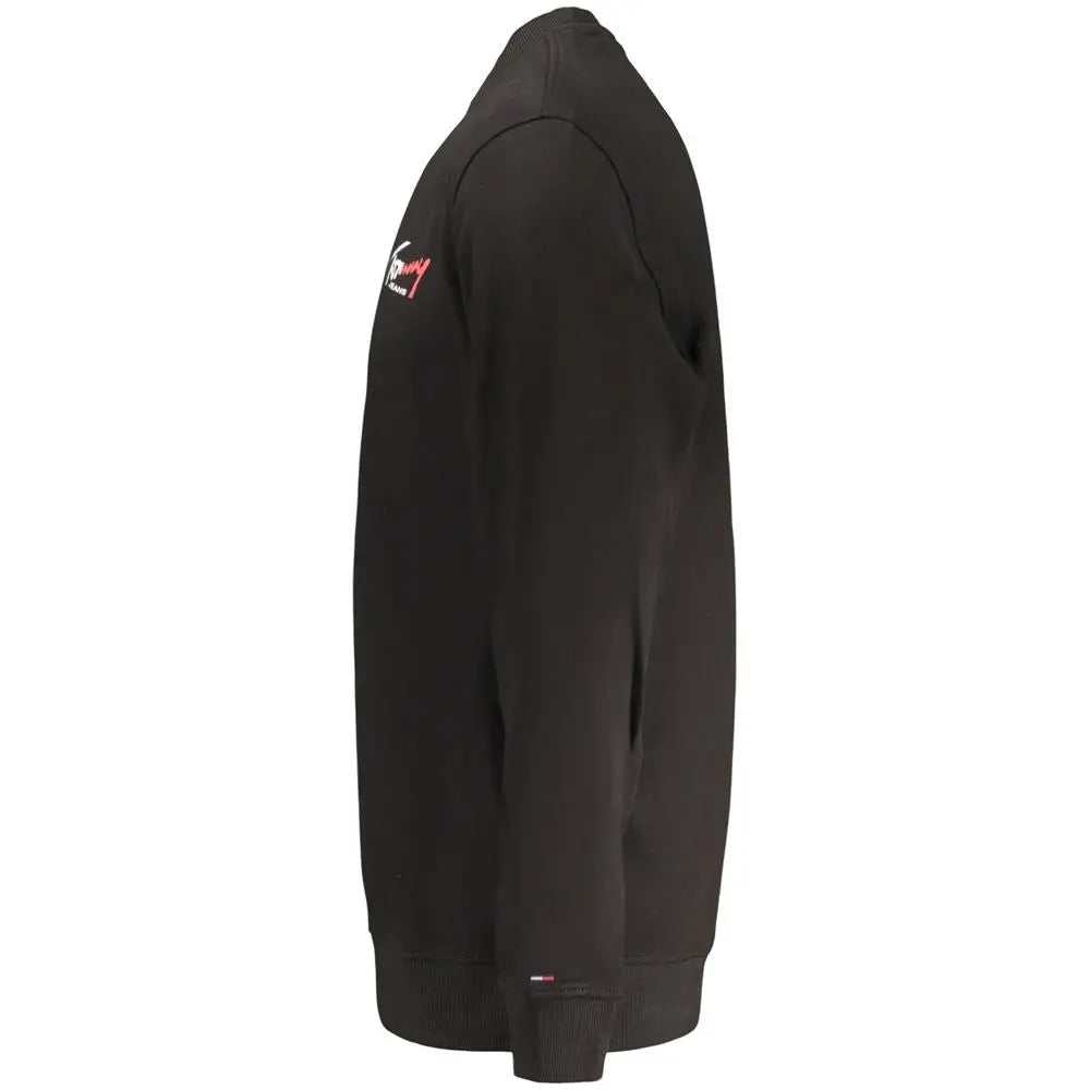 Sweatshirt noir tommy hilfiger pour homme en coton avec logo rouge et blanc sur la poitrine gauche
