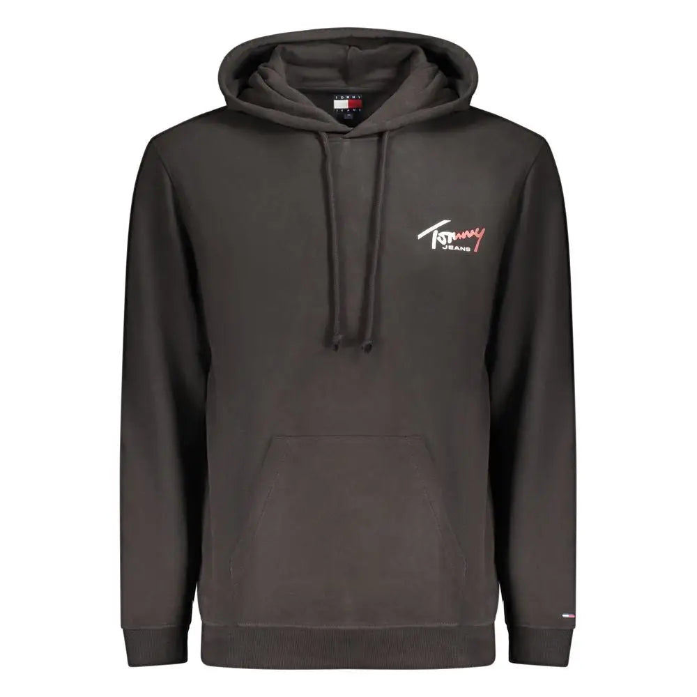 Sweatshirt tommy hilfiger homme en coton noir avec capuche jean gris foncé et logo brodé subtil sur la poitrine