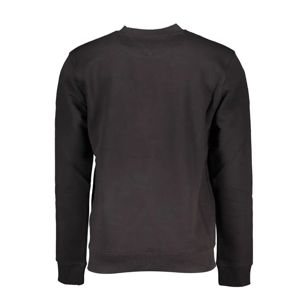 Sweatshirt tommy hilfiger noir pour homme en coton avec col rond manches longues et poignets côtelés