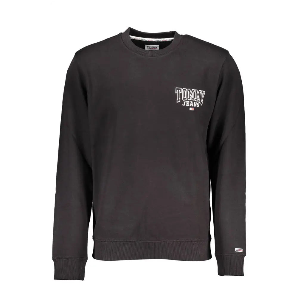 Sweatshirt tommy hilfiger noir en coton pour homme avec logo blanc brodé sur la poitrine