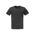 Tommy hilfiger black cotton men’s short-sleeve crew neck t-shirt with small red white and blue logo on left chest