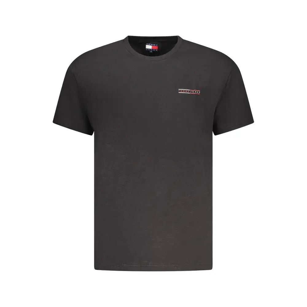 T-shirt homme tommy hilfiger noir en coton avec logo brodé discret sur la poitrine