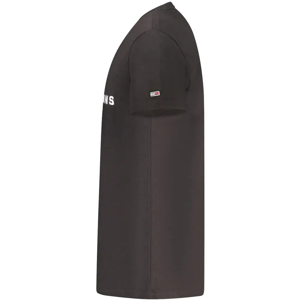 Tommy hilfiger t-shirt homme noir en coton avec manches courtes lettrage blanc sur la poitrine et logo près de l’épaule