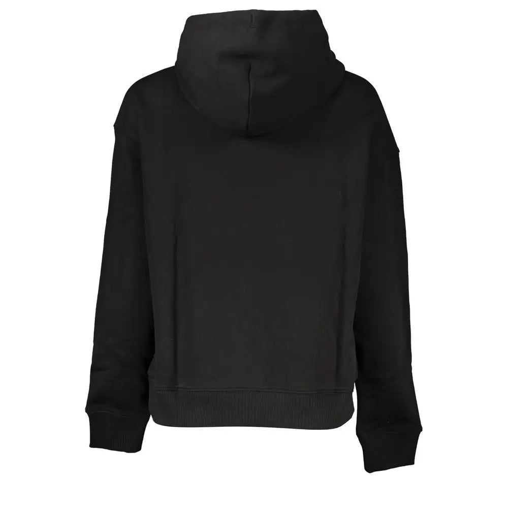 Tommy hilfiger sweat-shirt noir en coton pour femme avec capuche et poignets et ourlet côtelés
