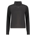 Pull noir en coton tommy hilfiger pour femme avec col roulé et logo brodé au niveau du col