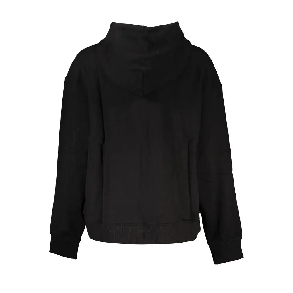 Sweatshirt femme tommy hilfiger noir en coton avec coupe décontractée et poignets côtelés