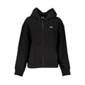 Tommy hilfiger sweat à capuche noir en coton pour femme avec zip, logo brodé et cordons assortis