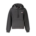 Sweatshirt femme tommy hilfiger noir en coton avec capuche grise foncée et logo brodé sur la poitrine