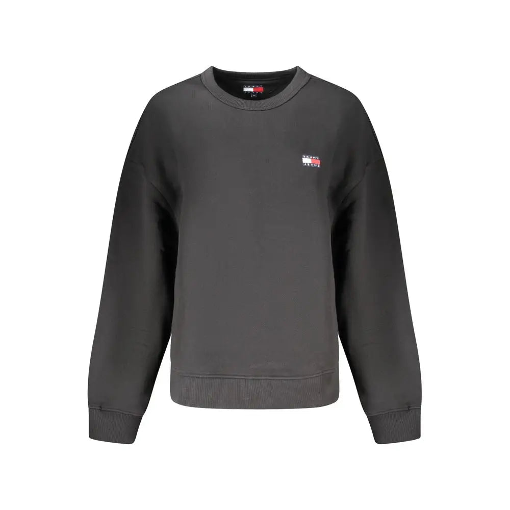 Sweatshirt femme tommy hilfiger noir en coton avec petit logo brodé sur la poitrine en gris foncé