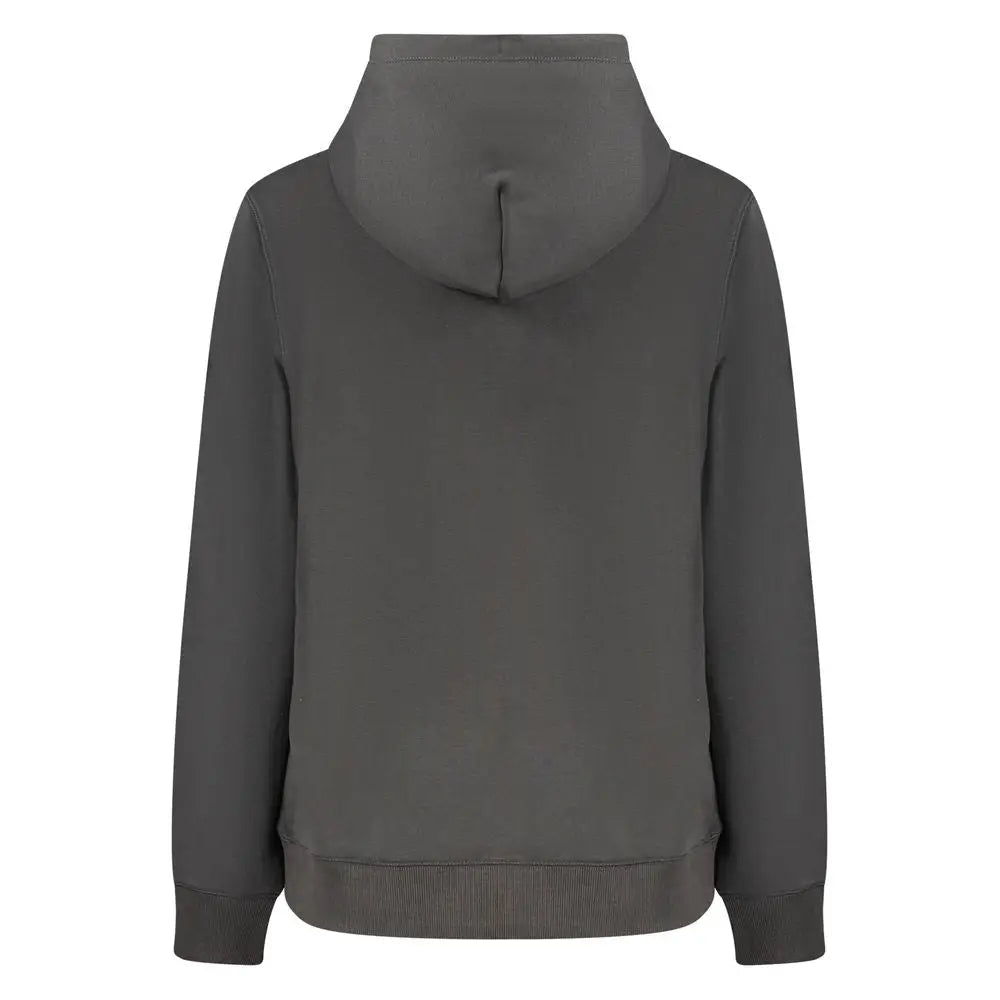 Sweat à capuche noir en coton pour femmes tommy hilfiger avec poignets et ourlet côtelés