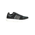 Tommy hilfiger sneaker homme en cuir noir avec semelle en caoutchouc blanche et détails en daim noir et gris