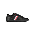 Baskets homme tommy hilfiger noires en cuir avec bande rouge blanc bleu sur le côté