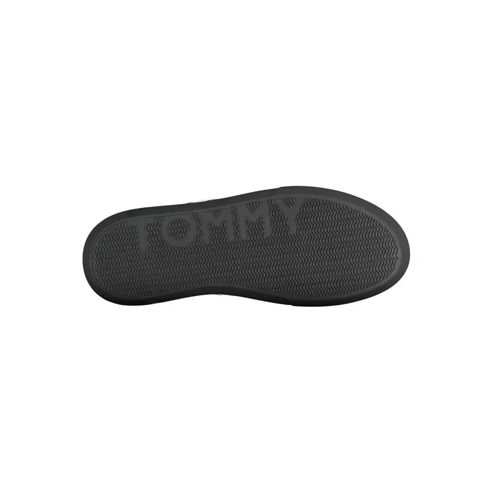 Semelle extérieure en caoutchouc noir avec logo tommy embossé et motif ondulé pour sneaker homme en cuir tommy hilfiger