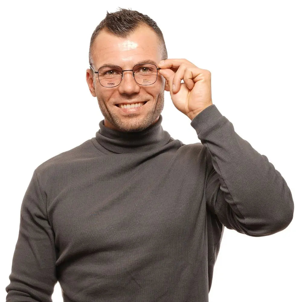 Lunettes tommy hilfiger noires en métal et plastique avec monture rectangulaire et logo discret sur les branches