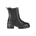 Botte tommy hilfiger noire en polyester avec talon bloc chunky et semelle en caoutchouc texturée