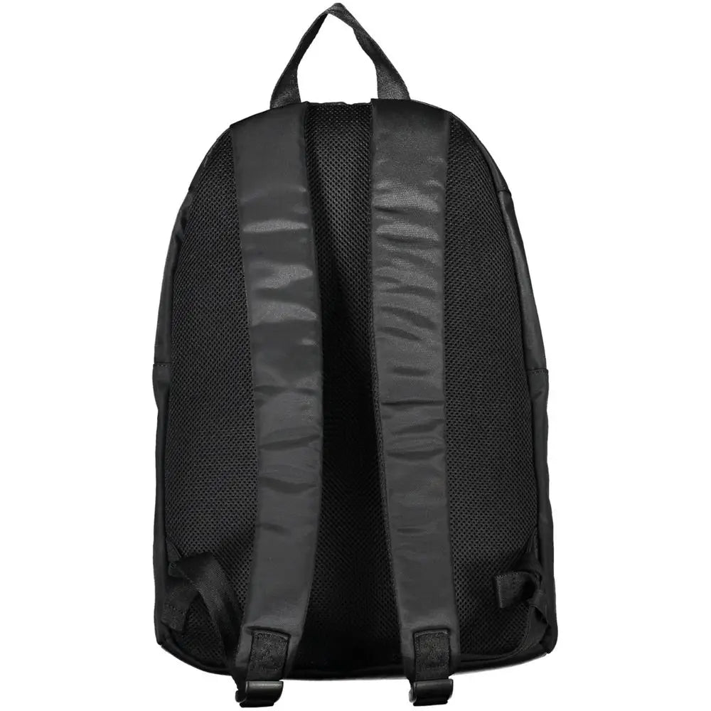 Dos du sac à dos homme tommy hilfiger noir en polyester avec panneau arrière en maille et bretelles rembourrées