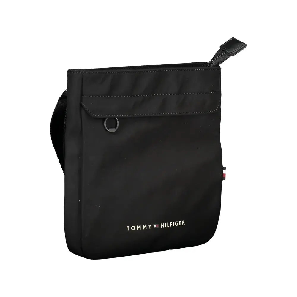 Tommy hilfiger sac bandoulière homme noir en polyester avec design minimaliste et logo blanc subtil