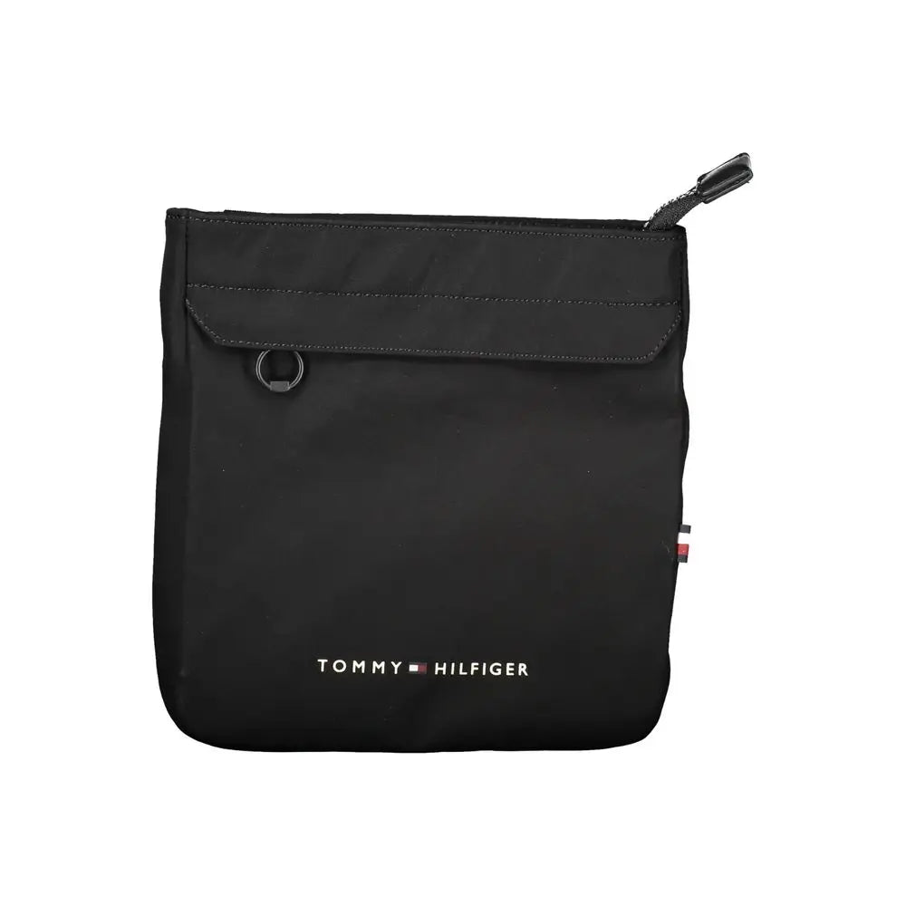 Sac bandoulière homme tommy hilfiger noir en polyester avec fermeture éclair et poche avant pratique