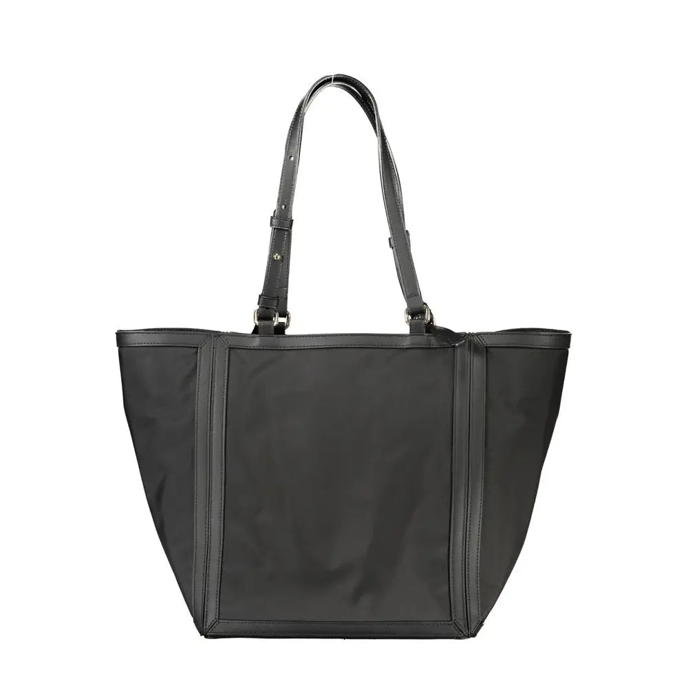 Sac cabas noir tommy hilfiger en polyester avec poignées effet cuir et design structuré pour femme