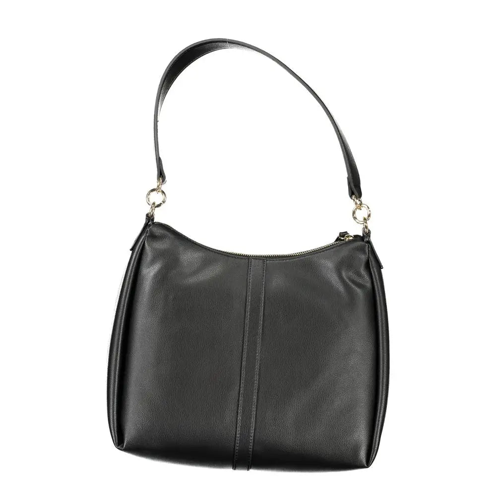 Sac épaule noir en polyester pour femme tommy hilfiger avec poignée supérieure incurvée et hardware argenté