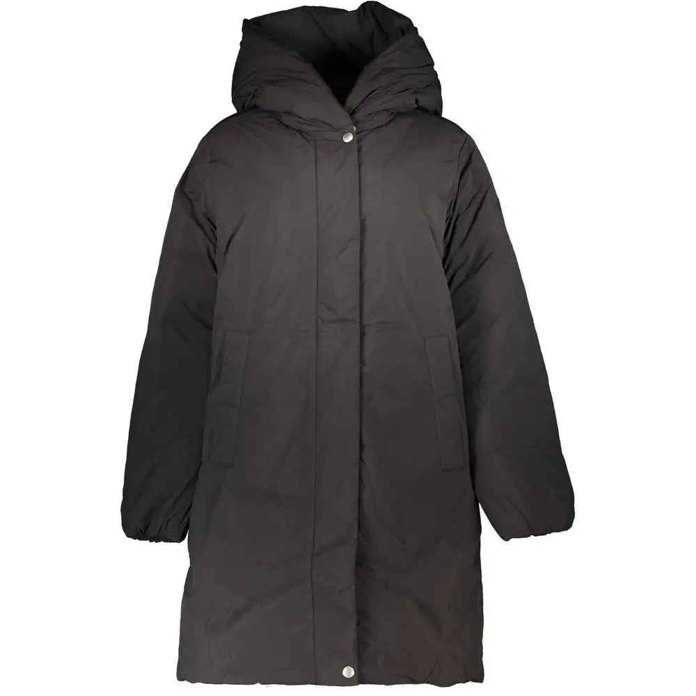 Veste femme tommy hilfiger noire en polyester avec capuche et poches avant style doudoune