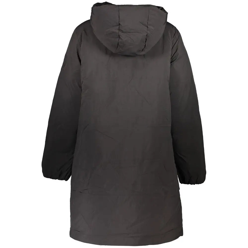 Veste femme tommy hilfiger noire en polyester avec capuche et poignets élastiques type doudoune