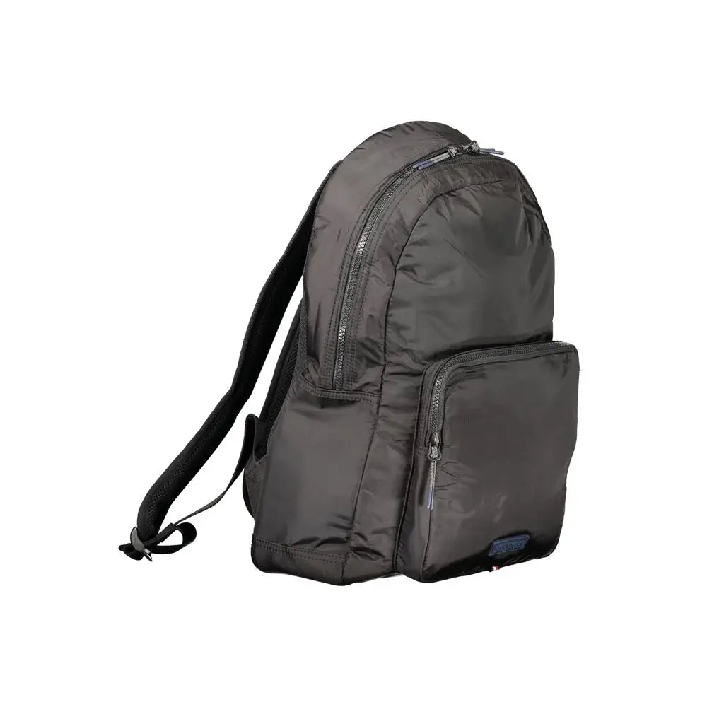 Sac à dos homme tommy hilfiger en nylon noir gris foncé avec poche avant zippée et bretelles ajustables